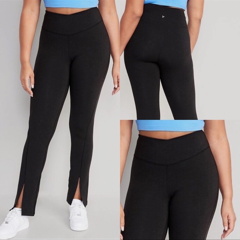 Old Navy Black High Waist Split-Hem Leggings
